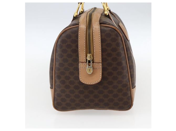 Céline Borsa Boston in tela Macadam CELINE in pelle PVC marrone e oro Auth mr2011 D'oro - vista 3