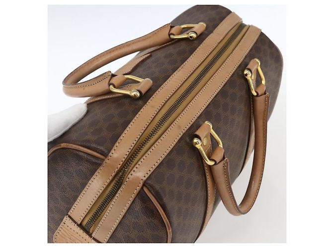 Céline Borsa Boston in tela Macadam CELINE in pelle PVC marrone e oro Auth mr2011 D'oro - vista 6