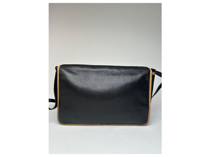 Céline Vintage Celine Paris Triomphe Leder Schultertasche Schwarz Braun - Ansicht 10