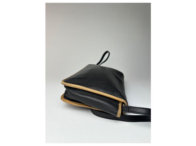 Céline Vintage Celine Paris Triomphe Leder Schultertasche Schwarz Braun - Ansicht 11
