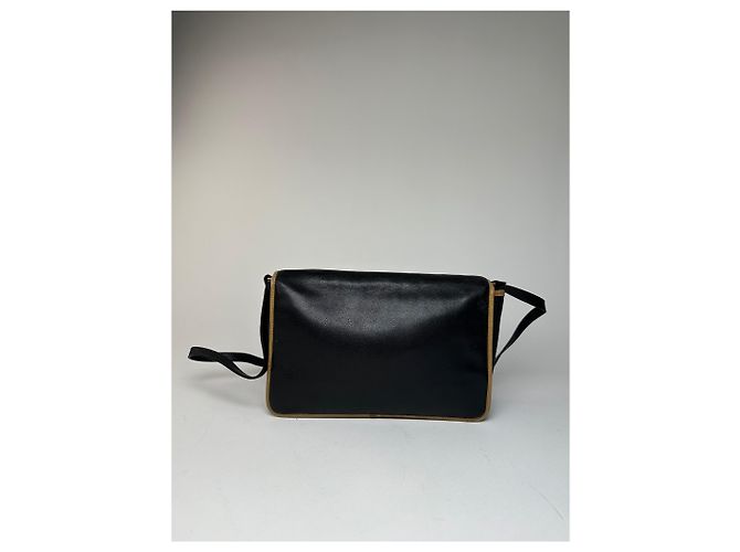 Céline Vintage Celine Paris Triomphe Leder Schultertasche Schwarz Braun - Ansicht 2