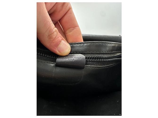 Céline Vintage Celine Paris Triomphe Leder Schultertasche Schwarz Braun - Ansicht 7