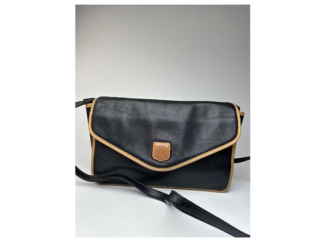 Céline Vintage Celine Paris Triomphe Leder Schultertasche Schwarz Braun - Ansicht 8