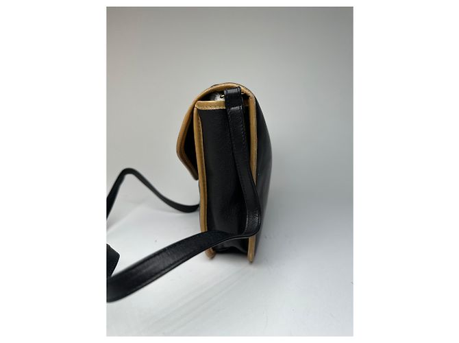 Céline Vintage Celine Paris Triomphe Leder Schultertasche Schwarz Braun - Ansicht 9