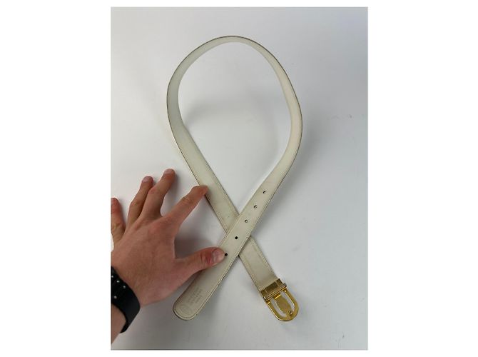 Vintage Givenchy Leather Belt White - view 7