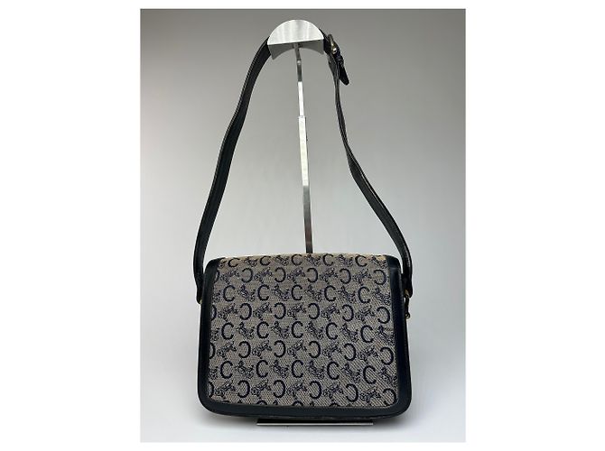 Céline Vintage Celine Paris Canvas-Leder Multiway Tasche Grau Marine Schwarz - Ansicht 2