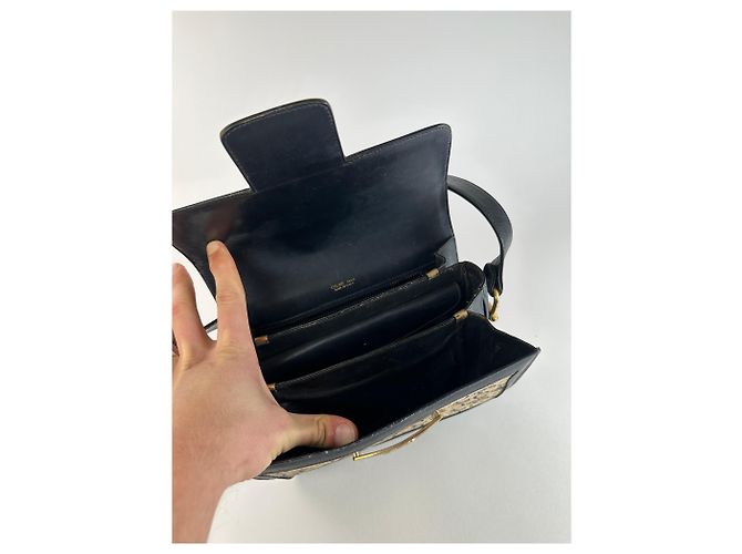 Céline Vintage Celine Paris Canvas-Leder Multiway Tasche Grau Marine Schwarz - Ansicht 3