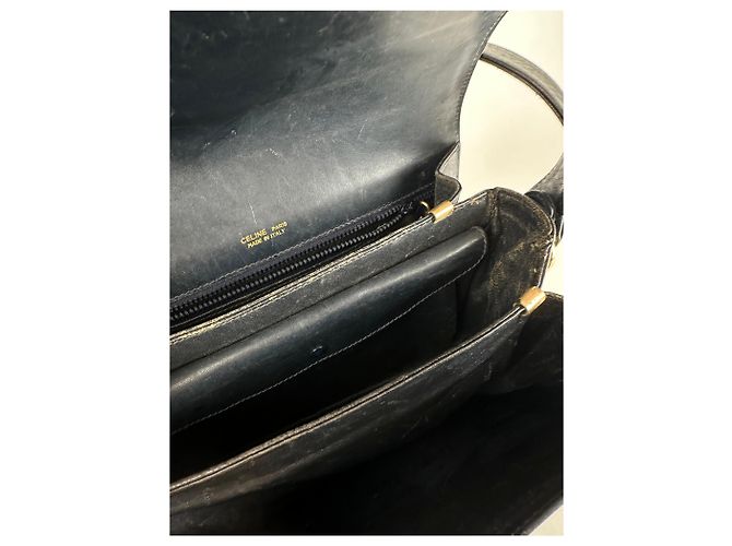 Céline Vintage Celine Paris Canvas-Leder Multiway Tasche Grau Marine Schwarz - Ansicht 4
