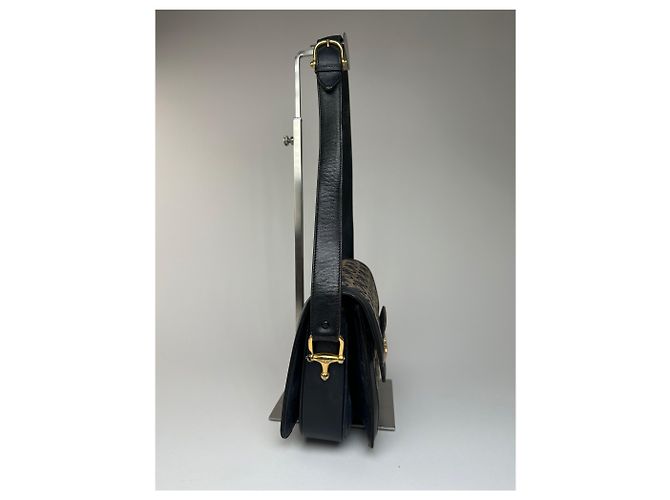 Céline Vintage Celine Paris Canvas-Leder Multiway Tasche Grau Marine Schwarz - Ansicht 5