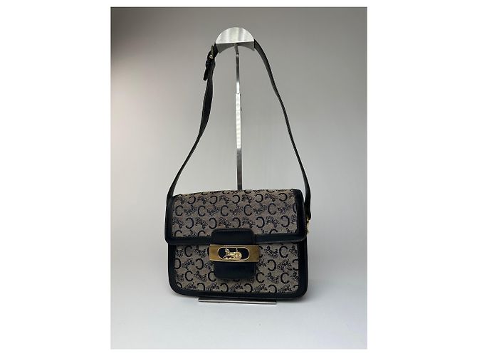Céline Vintage Celine Paris Canvas-Leder Multiway Tasche Grau Marine Schwarz - Ansicht 6
