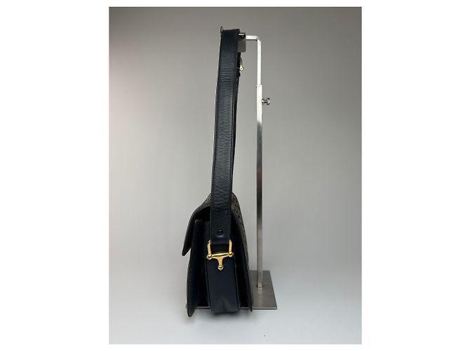 Céline Vintage Celine Paris Canvas-Leder Multiway Tasche Grau Marine Schwarz - Ansicht 7