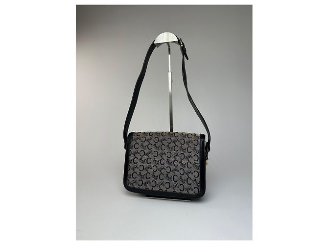 Céline Vintage Celine Paris Canvas-Leder Multiway Tasche Grau Marine Schwarz - Ansicht 8
