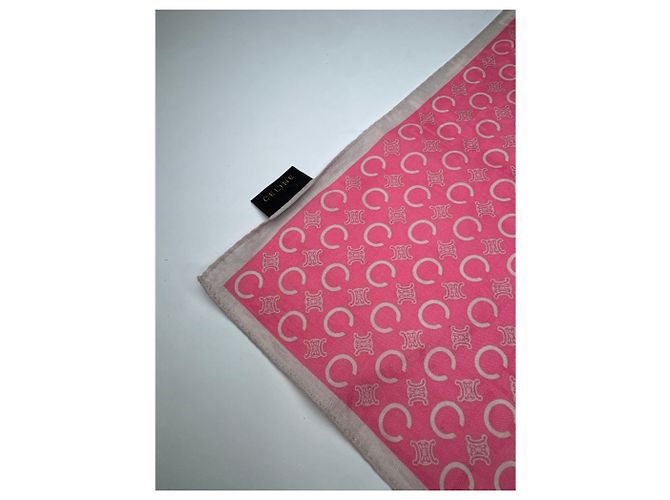 Autre Marque Écharpe Vintage Celine C Monogram Rose - vue 3