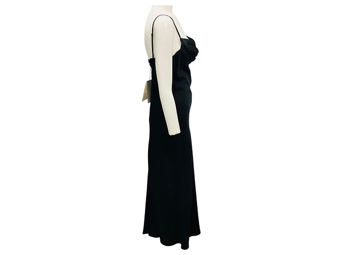 Schwarzes Seidensatin Abendkleid von Alexander McQueen - Ansicht 2