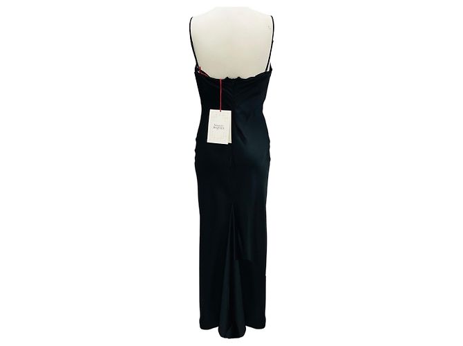 Schwarzes Seidensatin Abendkleid von Alexander McQueen - Ansicht 3