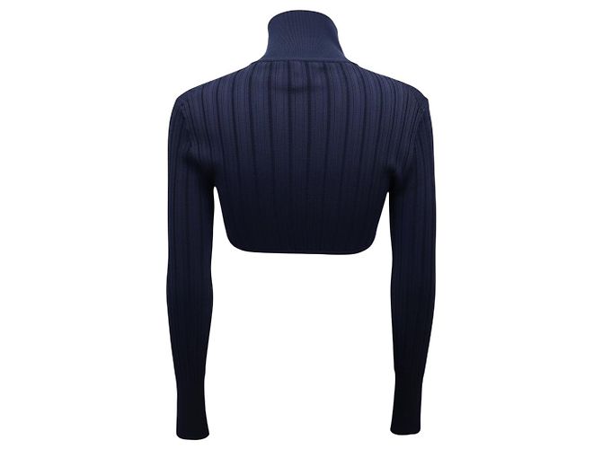 Alaïa Alaia marineblauer, glänzender Crinoline-Cropped-Cardigan - Ansicht 3