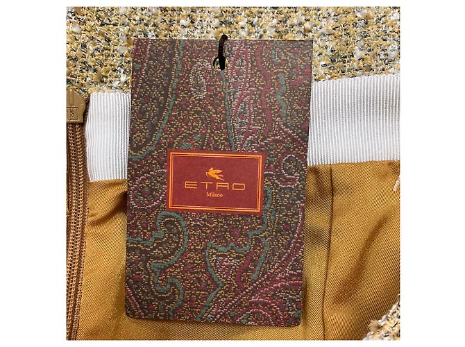 Gonna Mini in Tweed Multicolore Gialla Etro Giallo - vista 5