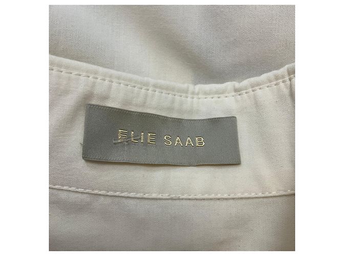 Camisa bordada de algodón blanco roto Elie Saab Beige - vista 4