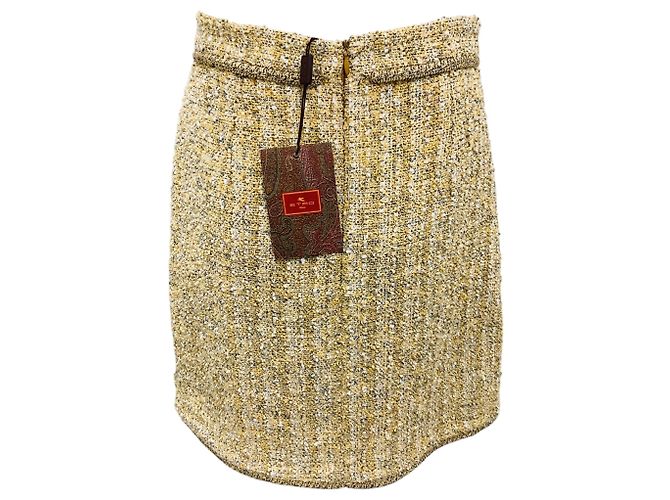 Gonna Mini in Tweed Multicolore Gialla Etro Giallo - vista 3