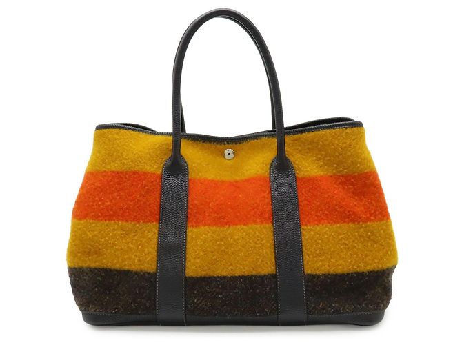 Hermès Garden PM Tote Bag Orange Gelb Marineblau - Ansicht 2