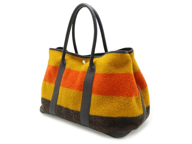 Hermès Garden PM Tote Bag Orange Gelb Marineblau - Ansicht 3