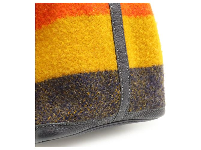 Hermès Garden PM Tote Bag Orange Gelb Marineblau - Ansicht 7