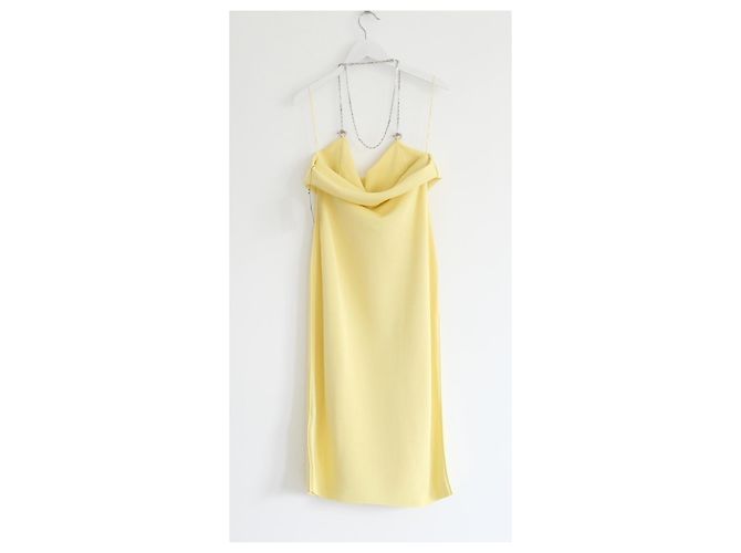 Vestido drapeado con halter de cadena Bottega Veneta Amarillo - vista 6