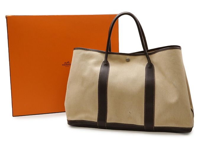 Hermès Garden MM Tote Bag Beige Dunkelbraun - Ansicht 9