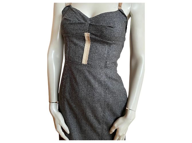 Vestido midi de lana gris Dolce & Gabbana - vista 2