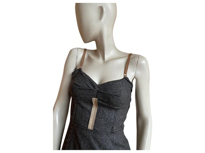 Vestido midi de lana gris Dolce & Gabbana - vista 3