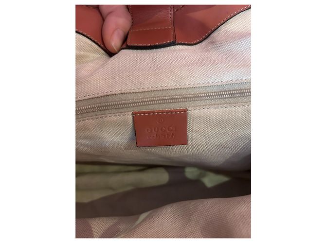 Borsa a mano Gucci Sukey in tela GG e pelle beige corallo Rosa - vista 10