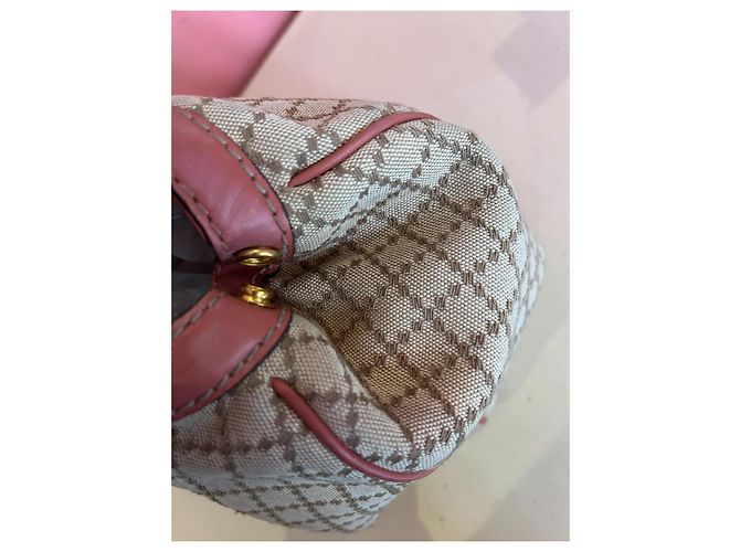 Borsa a mano Gucci Sukey in tela GG e pelle beige corallo Rosa - vista 13