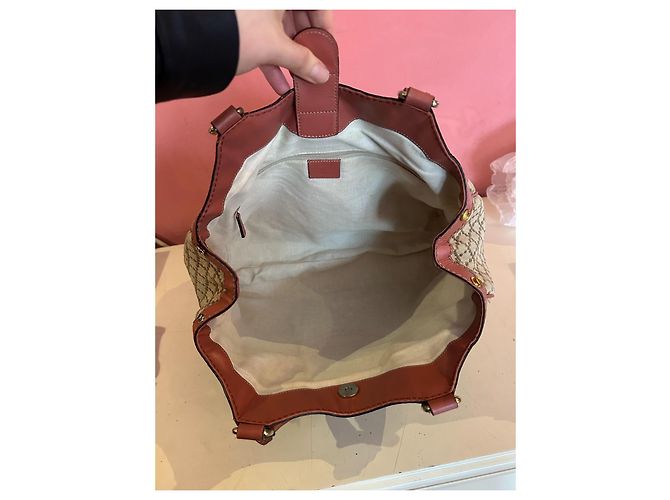 Borsa a mano Gucci Sukey in tela GG e pelle beige corallo Rosa - vista 9