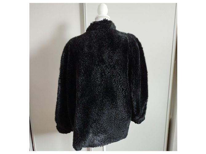 Abrigo de piel negra Yves Saint Laurent Negro - vista 2