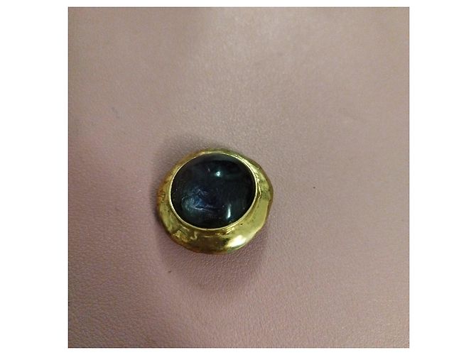 Yves Saint Laurent Ohrringe in Goldfarbe mit blau-grüner Steine Golden Dunkelgrün Dunkelblau - Ansicht 2