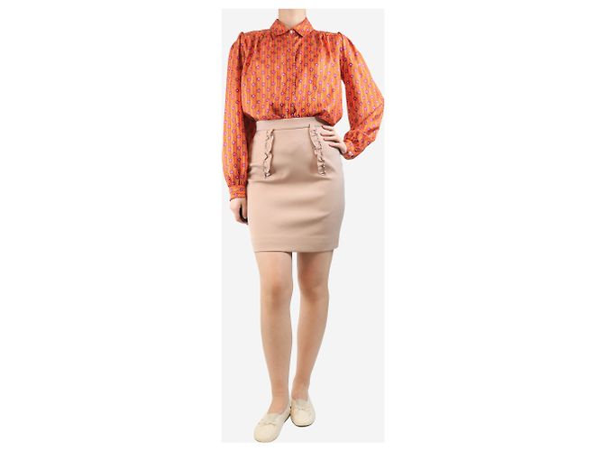 Miu Miu Falda lápiz con volantes rosa polvo - talla UK 10 - vista 2