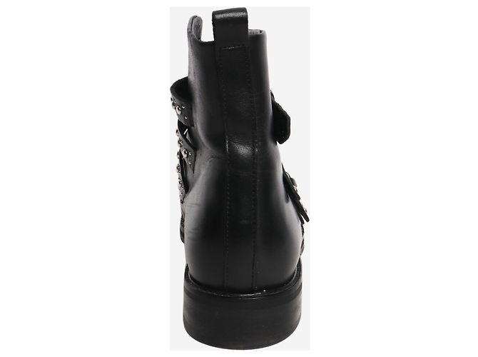 Maje Black leather studded ankle boots - size EU 38 - view 2