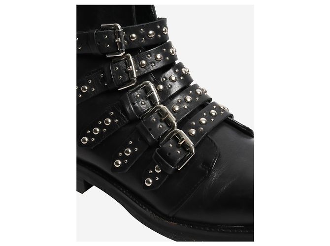 Maje Black leather studded ankle boots - size EU 38 - view 3