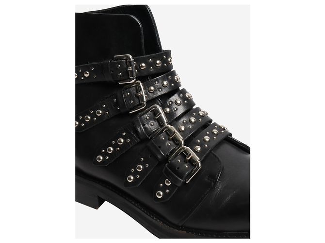 Maje Black leather studded ankle boots - size EU 38 - view 4