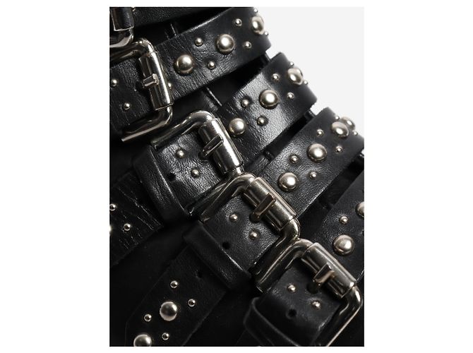 Maje Black leather studded ankle boots - size EU 38 - view 5