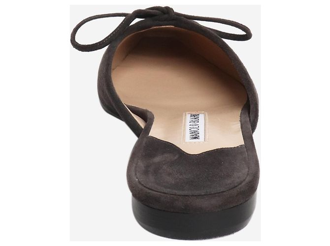 Manolo Blahnik Ballerimu Wildleder-Mules mit Schleifendetail - Größe EU 39 - Ansicht 3