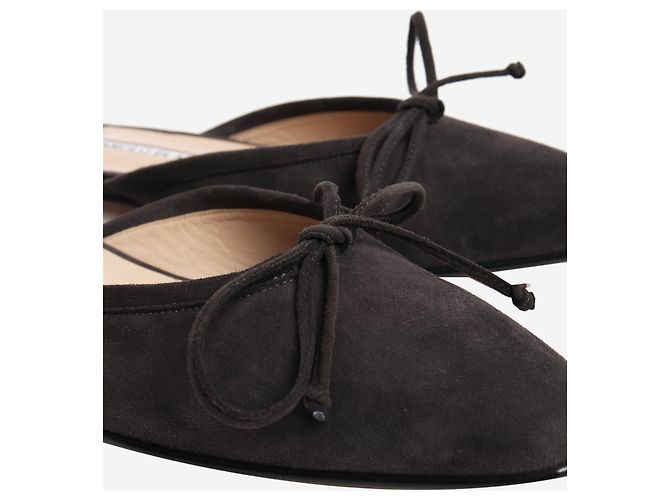 Manolo Blahnik Ballerimu Wildleder-Mules mit Schleifendetail - Größe EU 39 - Ansicht 4