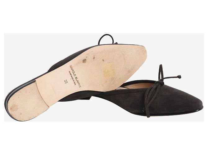 Manolo Blahnik Ballerimu Wildleder-Mules mit Schleifendetail - Größe EU 39 - Ansicht 5