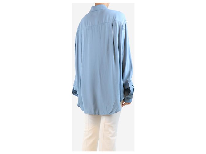 Autre Marque Blaue Faltenfront-Hemd - Größe UK 8 - Ansicht 2