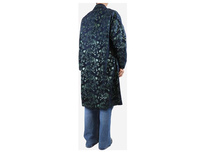 Autre Marque Blauer Lurex-Jacquard-Mantel - Größe UK 12 - Ansicht 2