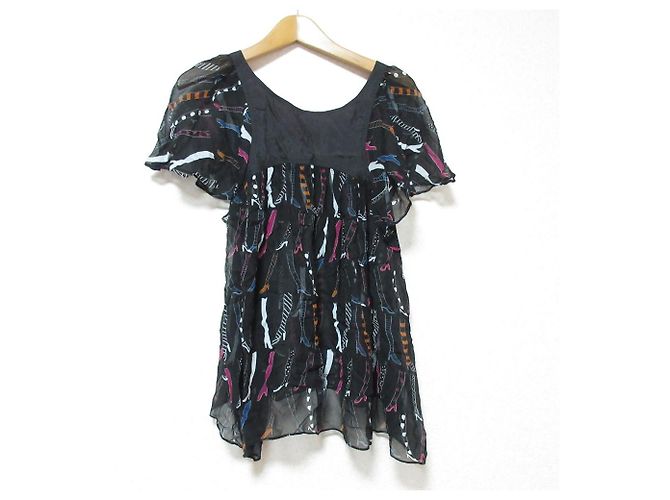 Blusa in seta a maniche corte TSUMORI CHISATO Nero - vista 2
