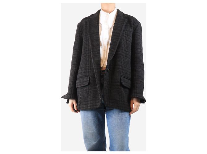 Isabel Marant Etoile Chaqueta de mezcla de lana en estampado de espiga marrón - talla UK 12 Castaño - vista 3