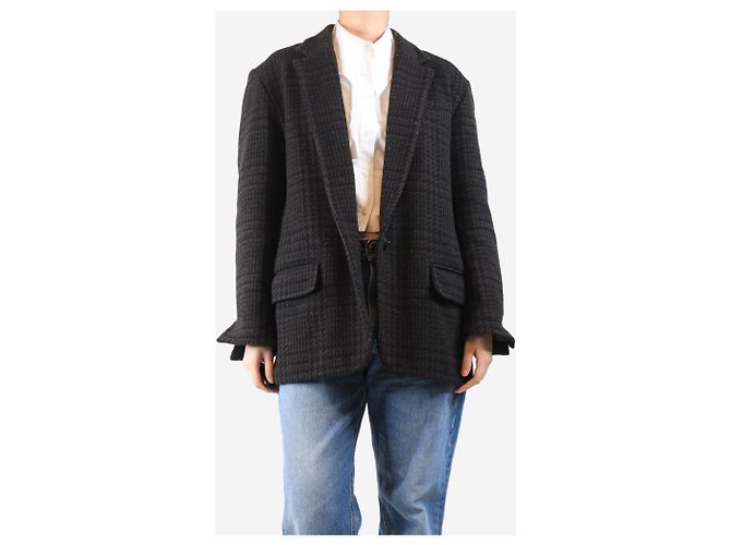 Isabel Marant Etoile Chaqueta de mezcla de lana en estampado de espiga marrón - talla UK 12 Castaño - vista 4