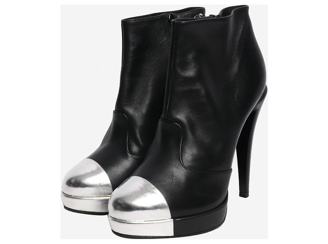 Chanel Black leather platform boots - size EU 39 - view 2