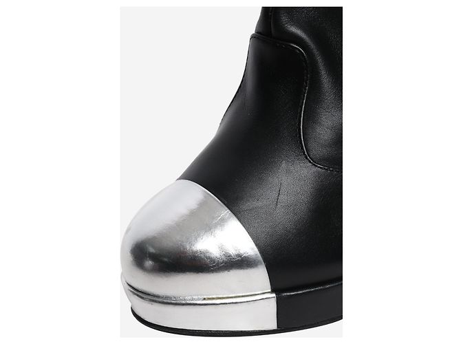 Chanel Black leather platform boots - size EU 39 - view 5